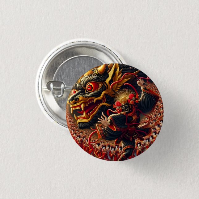 Badge Rond 2,50 Cm Bouton Dragon Kabuki (Devant & derrière)