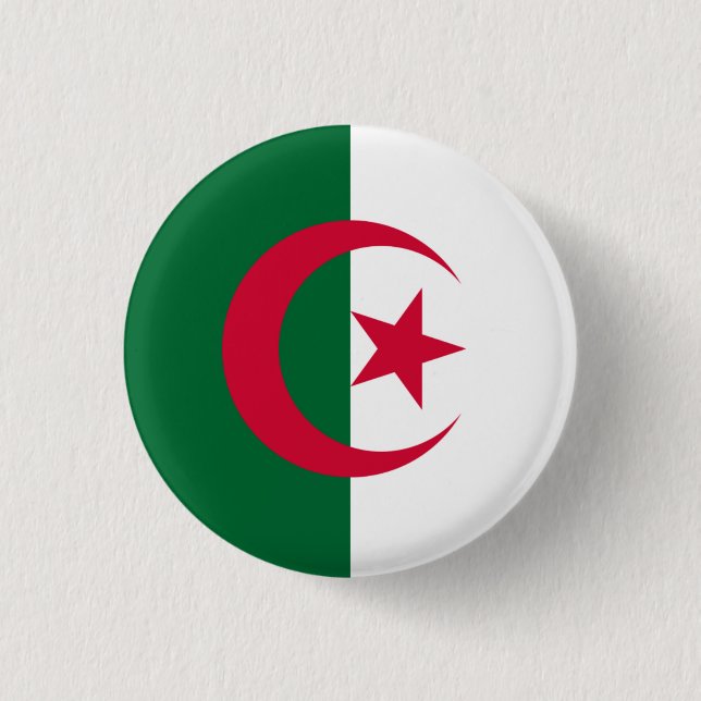 Badge Rond 2,50 Cm Bouton Drapeau Algérie (Devant)