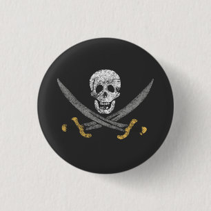 Badge Rond 2,50 Cm Bouton Drapeau Calico Jack Pirate