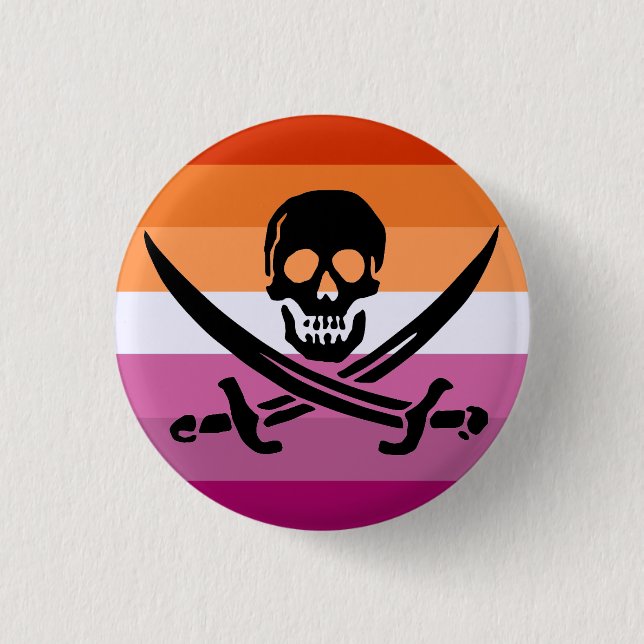 Badge Rond 2,50 Cm Bouton Drapeau de la fierté du pirate lesbienne (Devant)