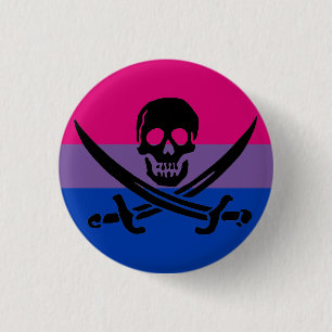 Badge Rond 2,50 Cm Bouton Drapeau de la Fierté Pirate Bisexuel