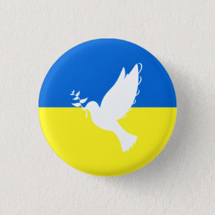 Badge Rond 2,50 Cm Bouton Drapeau de l'Ukraine Peace Dove - Liberté