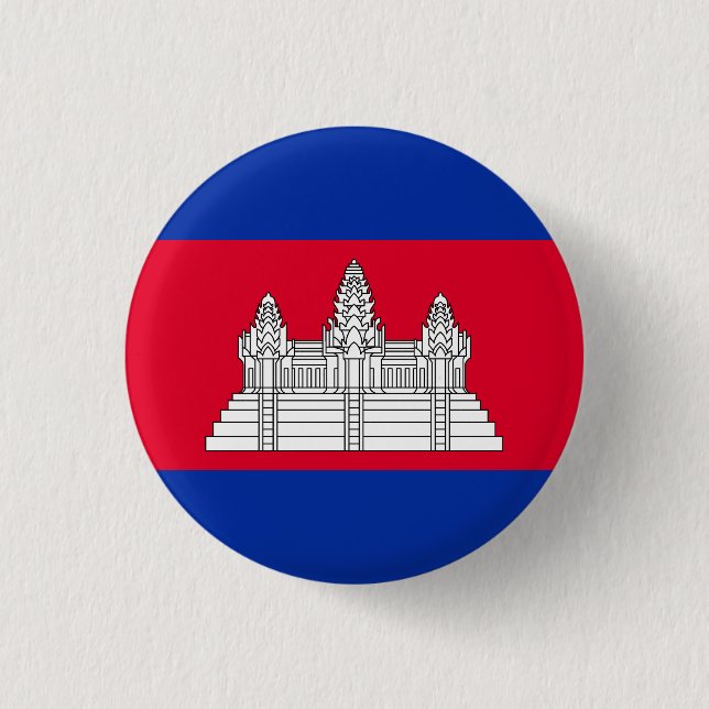 Badge Rond 2,50 Cm Bouton Drapeau Patriotique Cambodge (Devant)