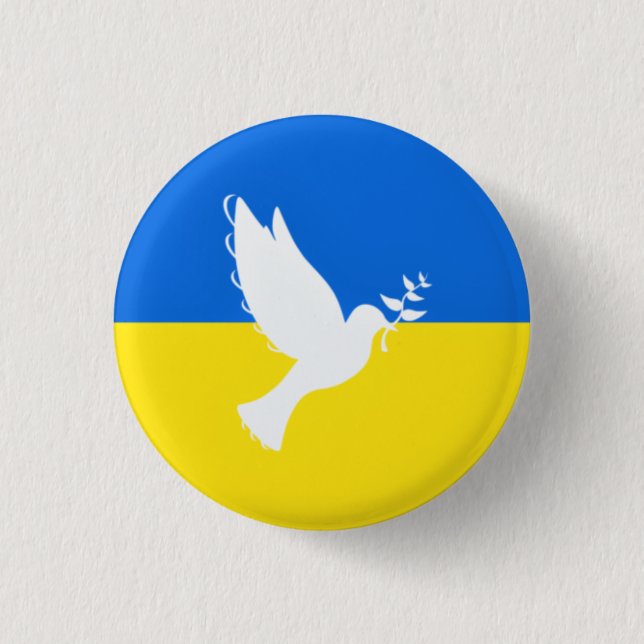 Badge Rond 2,50 Cm Bouton drapeau ukrainien Peace Dove Soutien à la l (Devant)
