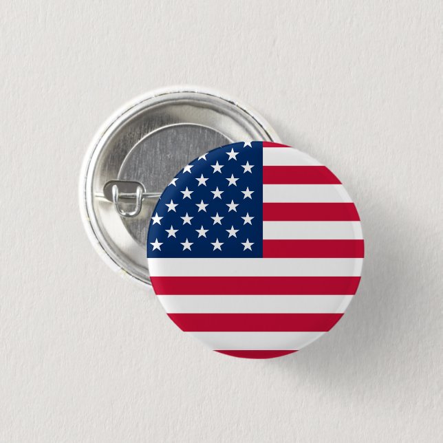 Badge Rond 2,50 Cm Bouton Drapeau USA Patriotic (Devant & derrière)