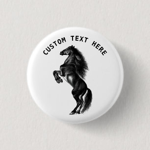 Badge Rond 2,50 Cm Bouton droit du cheval Cadeau avec votre texte per