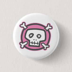 Badge Rond 2,50 Cm Bouton drôle de crâne (style gris)