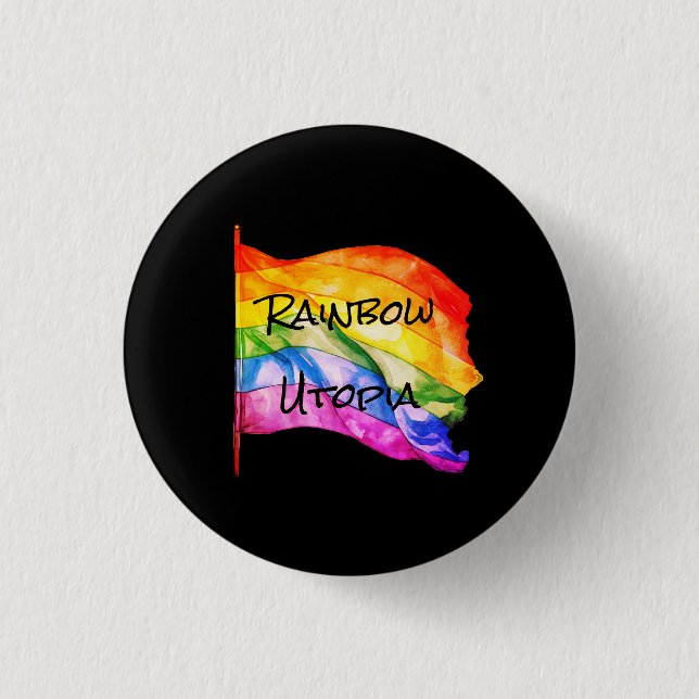 Badge Rond 2,50 Cm Bouton du logo Rainbow Utopia (Devant)