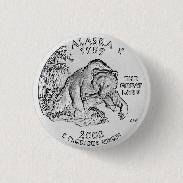 Badge Rond 2,50 Cm Bouton du quart d'Alaska (Devant)