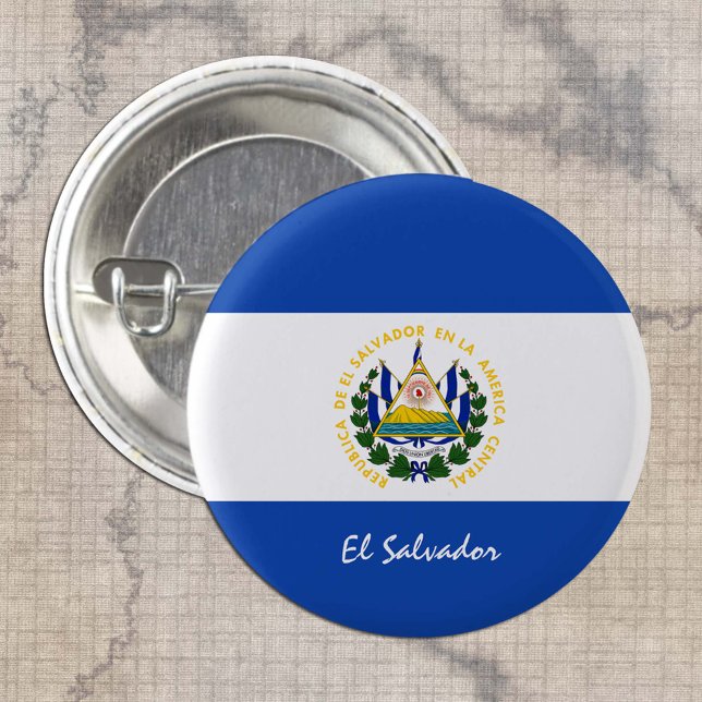 Badge Rond 2,50 Cm Bouton El Salvador, Drapeau patriotique El Salvado (Créateur téléchargé)