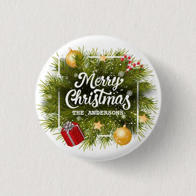 Badge Rond 2,50 Cm Bouton élégant personnalisé Arbre de Noël (Devant)