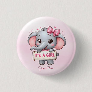 Badge Rond 2,50 Cm Bouton Eléphant rose