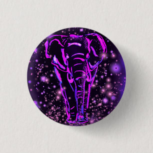 Badge Rond 2,50 Cm Bouton Éléphant Rose Violet