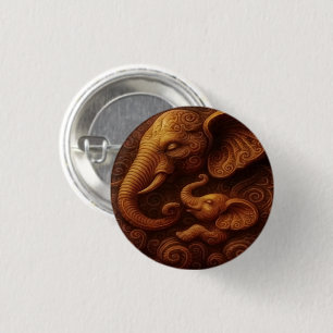 Badge Rond 2,50 Cm Bouton Éléphants Compatissants