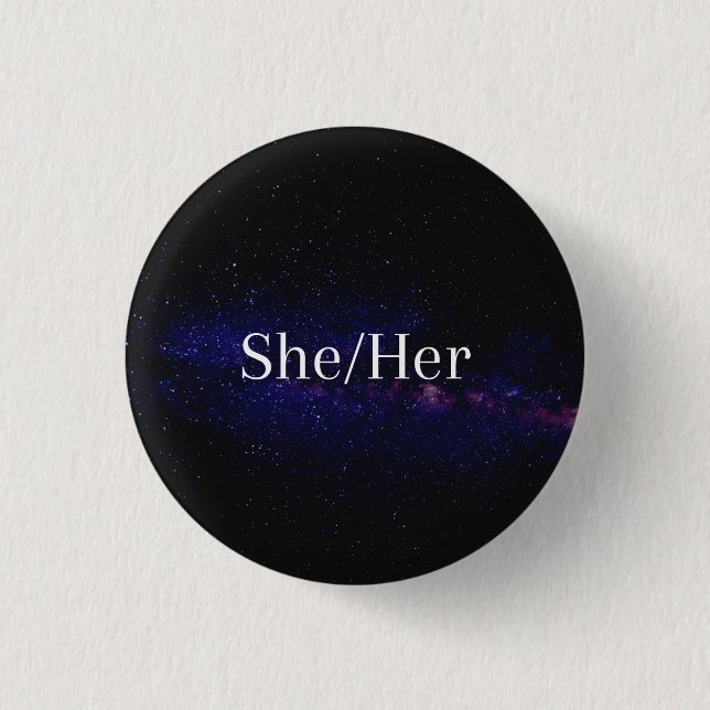 Badge Rond 2,50 Cm Bouton Elle/Son Pronoun (Devant)