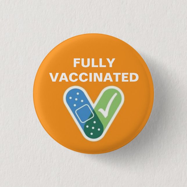 Badge Rond 2,50 Cm Bouton entièrement vacciné (Devant)
