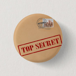 Badge Rond 2,50 Cm Bouton Enveloppe Top Secret