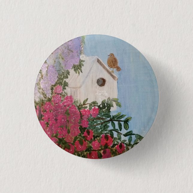 Badge Rond 2,50 Cm Bouton épingle d'oiseaux du printemps (Devant)