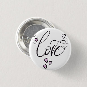 Badge Rond 2,50 Cm Bouton épinglé Love Script   Mauvais cœur minimali
