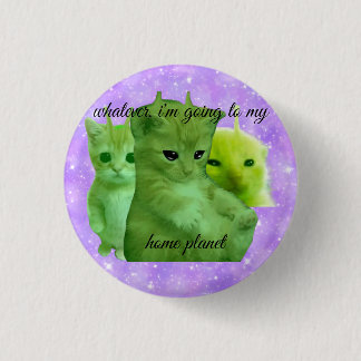 Badge Rond 2,50 Cm bouton épinglette mignon alien vert kitty meme