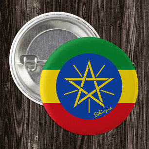 Badge Rond 2,50 Cm Bouton Ethiopie, patriotique Ethiopie Drapeau mode