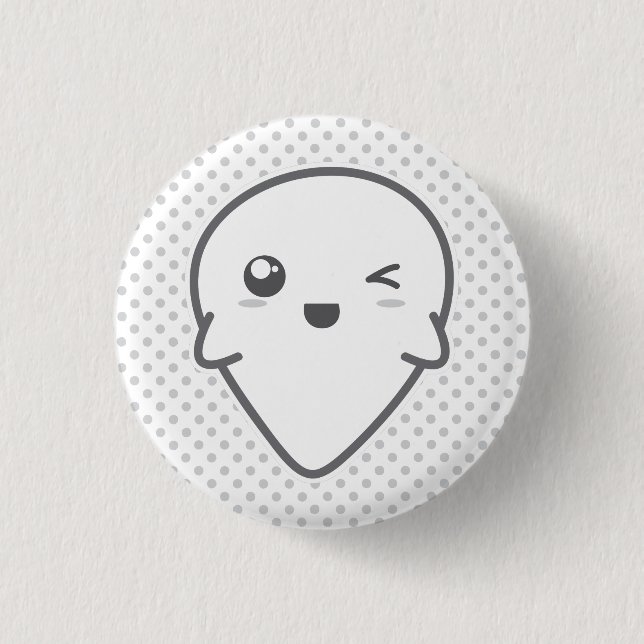 Badge Rond 2,50 Cm Bouton Fantôme Kawaii Winking (Devant)