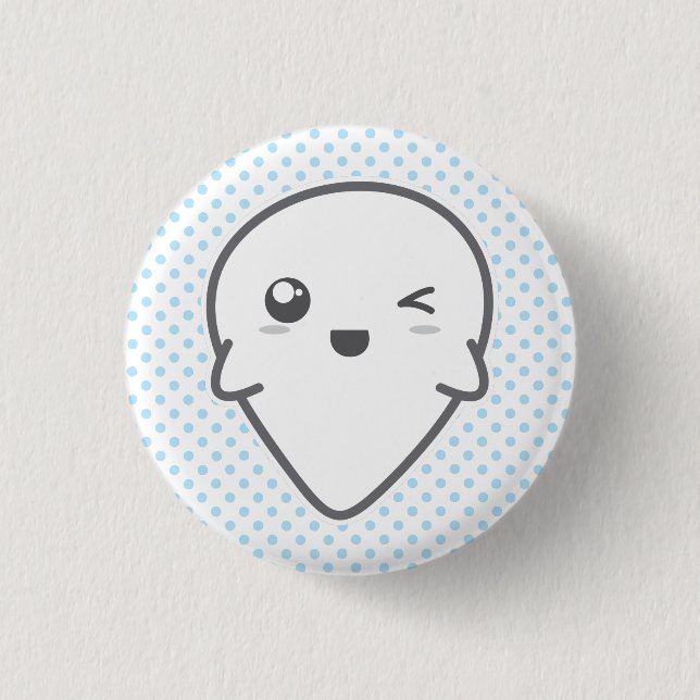 Badge Rond 2,50 Cm Bouton Fantôme Kawaii Winking (Devant)