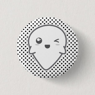 Badge Rond 2,50 Cm Bouton Fantôme Kawaii Winking