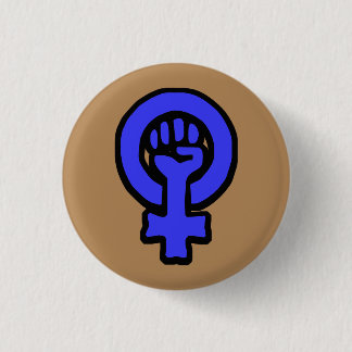 Badge Rond 2,50 Cm Bouton féministe classique de signe bleu et noir