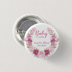 Badge Rond 2,50 Cm Bouton Fête du Baby shower Floral