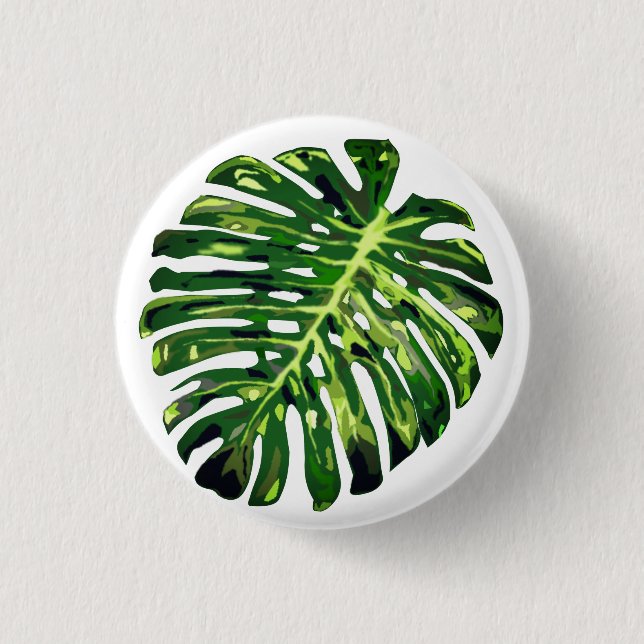 Badge Rond 2,50 Cm Bouton Feuille Monstera (Devant)