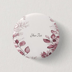 Badge Rond 2,50 Cm Bouton Feuille rouge moderne