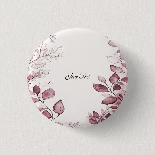 Badge Rond 2,50 Cm Bouton Feuilles Rouges Modernes (Devant)