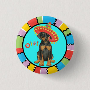 Badge Rond 2,50 Cm Bouton Fiesta Doberman Pinscher
