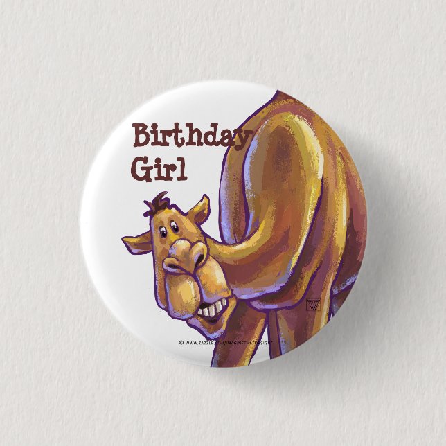 Badge Rond 2,50 Cm Bouton Fille Anniversaire du chameau (Devant)