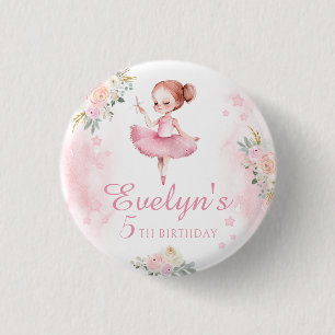 Badge Rond 2,50 Cm Bouton fille d'anniversaire de ballerine florale r