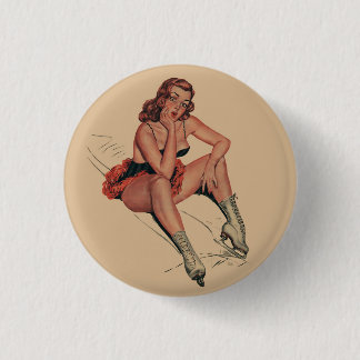 Badge Rond 2,50 Cm Bouton fille vintage Patinage sur glace