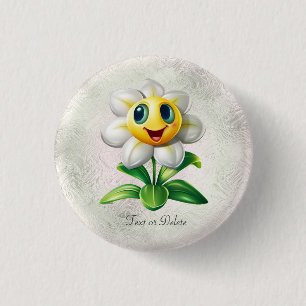 Badge Rond 2,50 Cm Bouton Fleur blanche