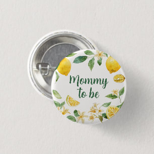 Badge Rond 2,50 Cm Bouton Fleur de Citron à l'aquarelle pour Maman à 