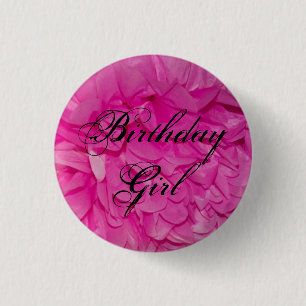 Badge Rond 2,50 Cm Bouton Fleur de papier de tissus roses pour fille