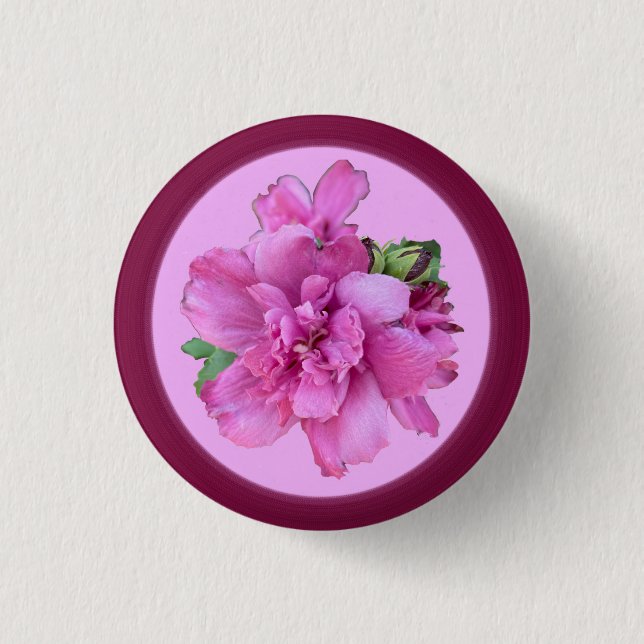 Badge Rond 2,50 Cm Bouton Fleur Rose (Devant)