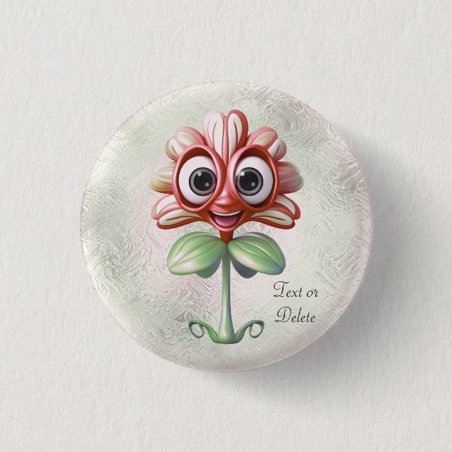 Badge Rond 2,50 Cm Bouton Fleur Rouge (Devant)