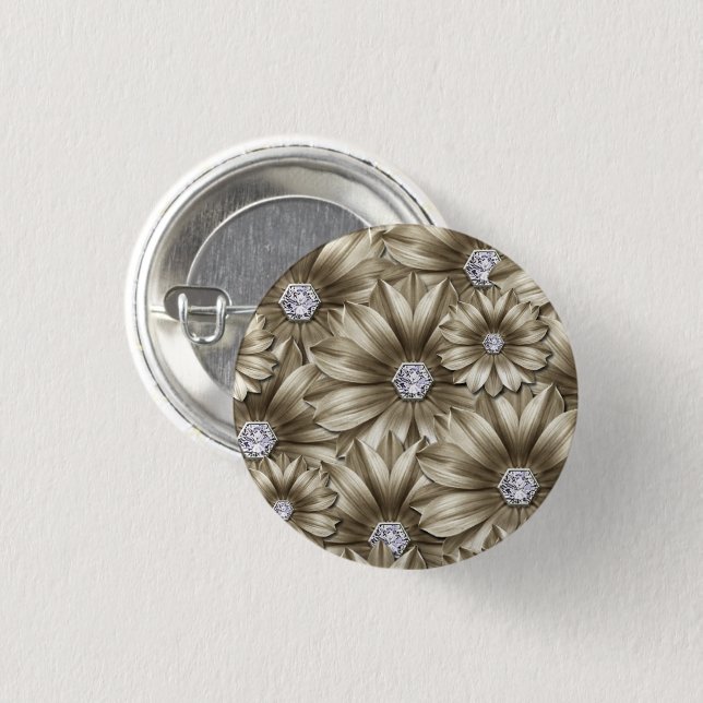 Badge Rond 2,50 Cm Bouton Fleurs de diamant (Devant & derrière)