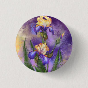 Badge Rond 2,50 Cm Bouton Fleurs Iris Belles Irises