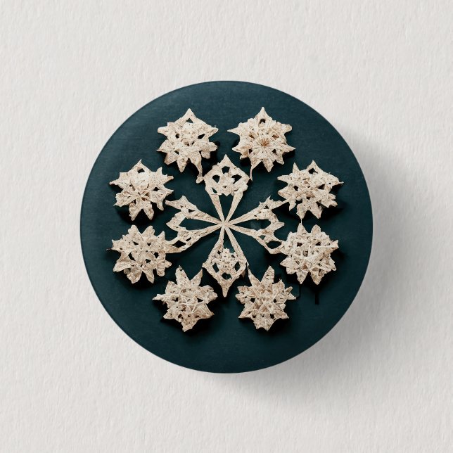 Badge Rond 2,50 Cm Bouton flocon de neige mignon. (Devant)