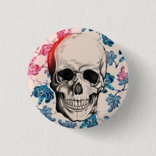 Badge Rond 2,50 Cm Bouton floral de crâne