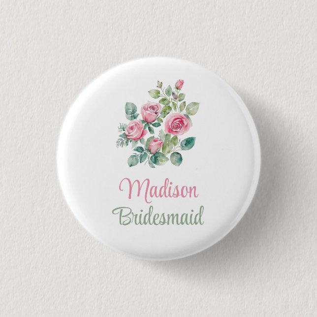 Badge Rond 2,50 Cm Bouton floral de femme de ménage rose pâle (Devant)