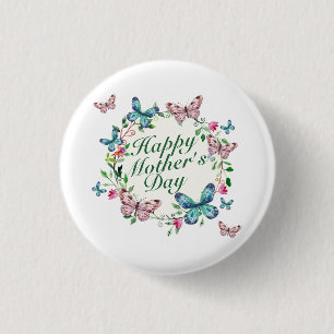 Badge Rond 2,50 Cm Bouton floral heureux élégant de guirlande du jo