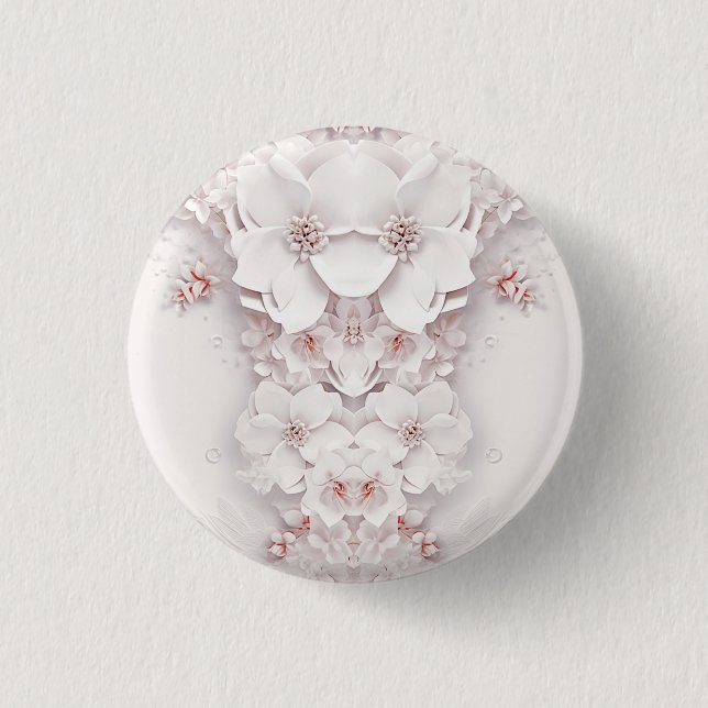 Badge Rond 2,50 Cm Bouton floral rose blush ivoire (Devant)