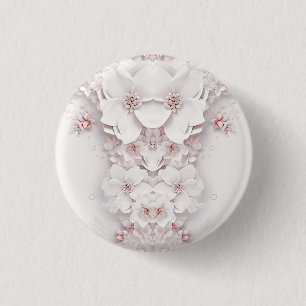 Badge Rond 2,50 Cm Bouton floral rose blush ivoire